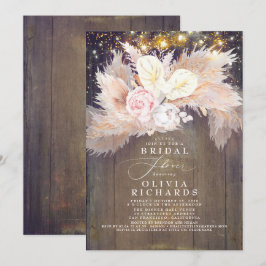 Convites Chá de panela Rosa Rosa-Rosa-Rosa-Floral-Pampas