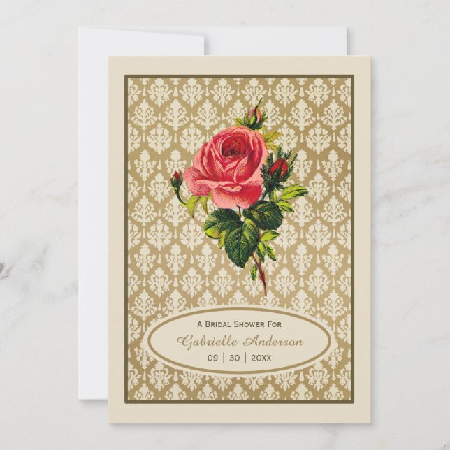 Convites Chá de panela Rosa Rosa Rosa Rosa Rosa Rosa, Doura (Frente)