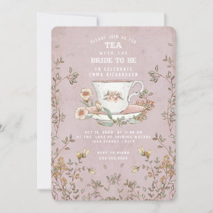 Convites Chá de panela rosa-rosado Dusty do Tea Party