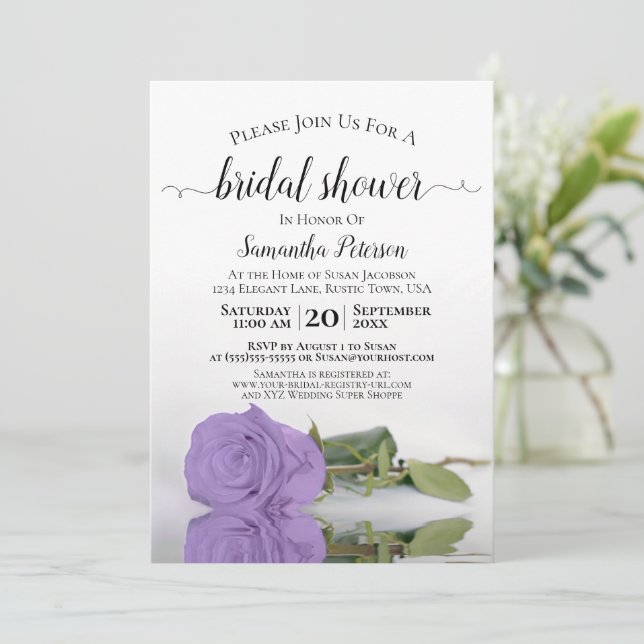 Convites Chá de panela Rosa roxo da Lavanda refletora (Em pé/Frente)