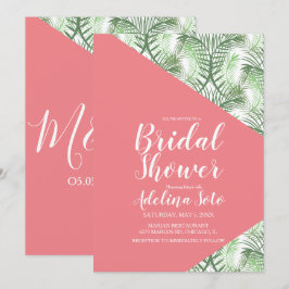 Convites Chá de panela rosa Tropical Geométrica Palm Oasis