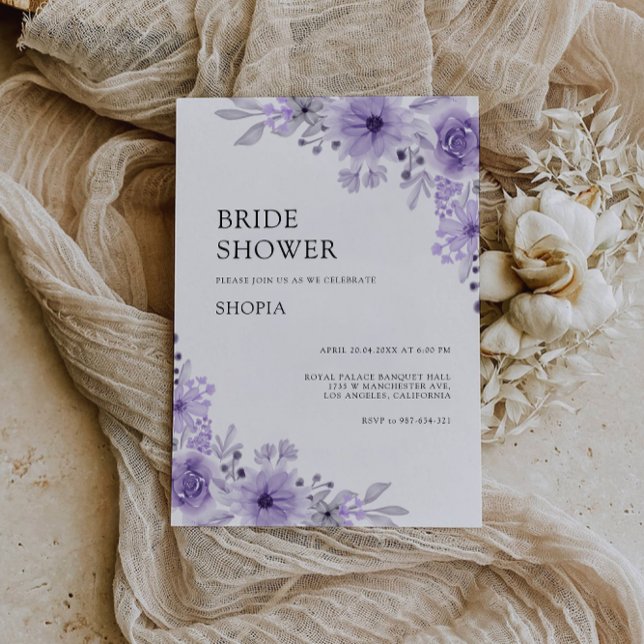 Convites Chá de panela roxo (Purple Bridal Shower Invitation)