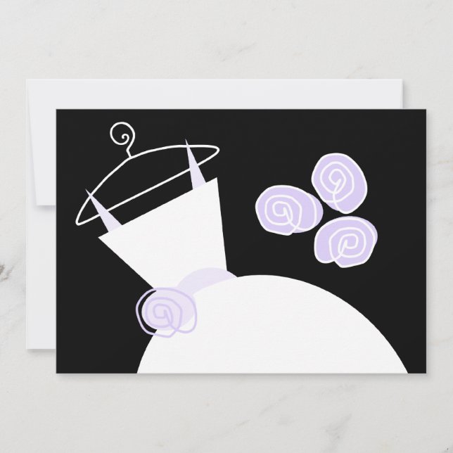 Convites Chá de panela Roxo de Casamento preto horizontal (Frente)