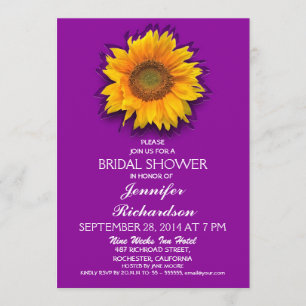 Convites chá de panela roxo de girassol