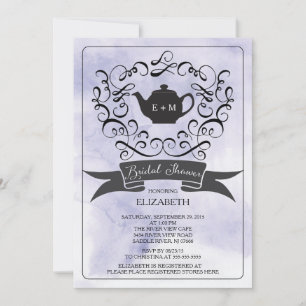 Convites Chá de panela roxo do chá da aguarela