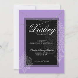 Convites Chá de panela roxo e preto moderno elegante