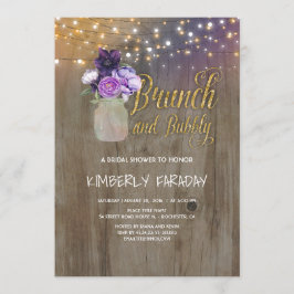 Convites Chá de panela Roxo Floral Mason Jar