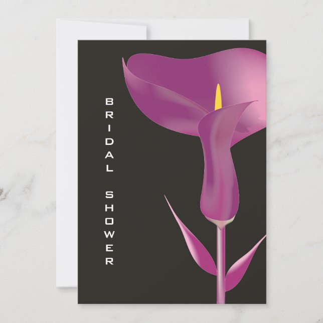 Convites Chá de panela roxo moderno do lírio de Calla (Frente)
