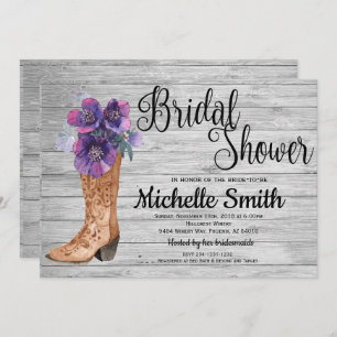 Convites Chá de panela roxo nupcial do vintage do país