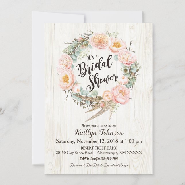 Convites Chá de panela Russo Boho Floral (Frente)