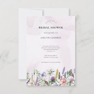 Convites Chá de panela Russo de Flor Selvagem Rosa Elegante