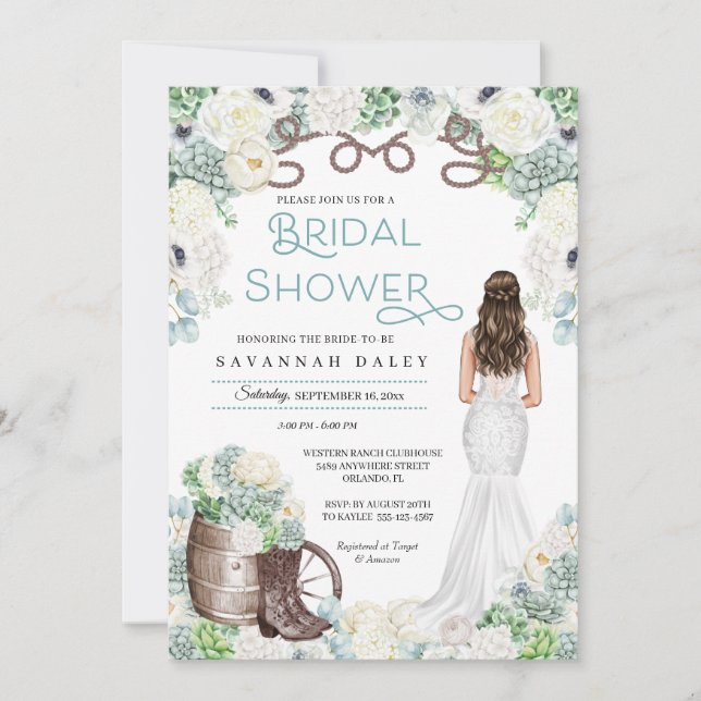 Convites Chá de panela Russo de Rapariga Ocidental Boots (Frente)