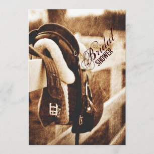 Convites chá de panela russo de sela de cavalo de cowboy o