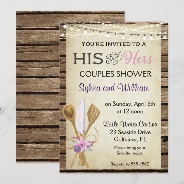 Convites Chá de panela Russo Dos Seus Casais (Frente/Verso)