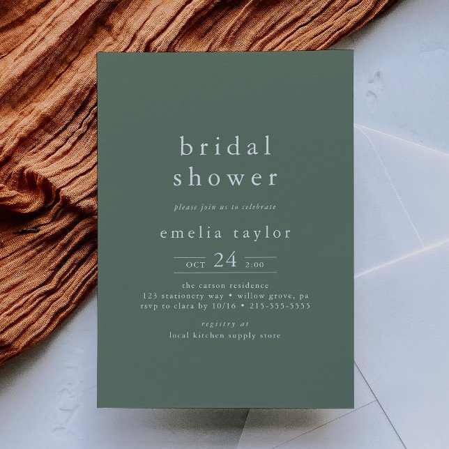 Convites CHÁ DE PANELA Russo Moderno da Montanha Simples EM (EMELIA Simple Modern Mountain Rustic Bridal Shower Invitation)