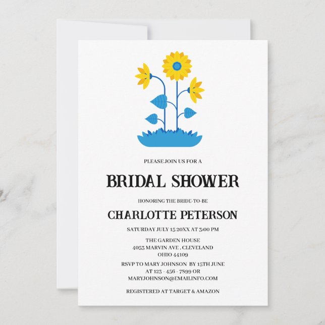 Convites Chá de panela Russo Único de Girassol (Frente)