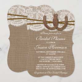 Convites Chá de panela Rustic Burlap & Lace