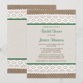 Convites Chá de panela Rustic Burlap & Vintage White Lace
