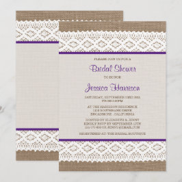 Convites Chá de panela Rustic Burlap & Vintage White Lace