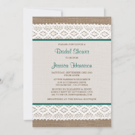 Convites Chá de panela Rustic Burlap & Vintage White Lace