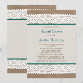 Convites Chá de panela Rustic Burlap & Vintage White Lace