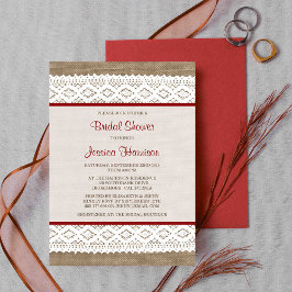 Convites Chá de panela Rustic Burlap & Vintage White Lace