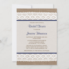 Convites Chá de panela Rustic Burlap & Vintage White Lace