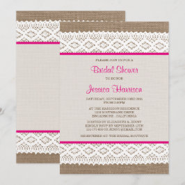 Convites Chá de panela Rustic Burlap & Vintage White Lace
