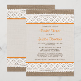 Convites Chá de panela Rustic Burlap & Vintage White Lace