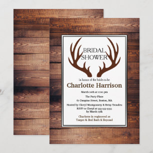 Convites Chá de panela Rustic Country Deer Antlers