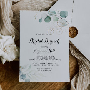 Convites Chá de panela Rustic Dourado Floral Bridal Brunt