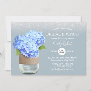 Convites Chá de panela Rustic Dusty Blue Hydrangea Brunch