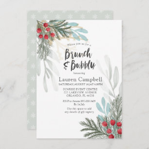 Convites Chá de panela Rustic Greenery Winter Watercolor