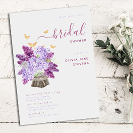 Convites Chá de panela Rustic Hydrangea Lilac Elegante Boho