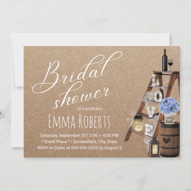 Convites Chá de panela Rustic Love Ladage Lantern (Frente)