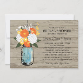 Convites Chá de panela Rustic Mason Jar Gerber Daisies
