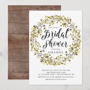 Convites Chá de panela Rustic Olive Wreath