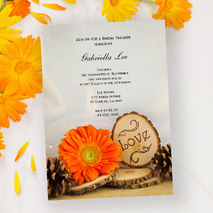Convites Chá de panela Rustic Orange Daisy Woods
