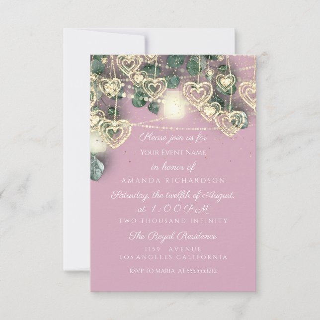 Convites Chá de panela Rustic Pink 16º (Frente)