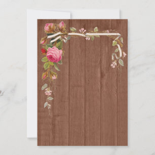 Convites Chá de panela Rustic Pink Floral Wood Weding Inv