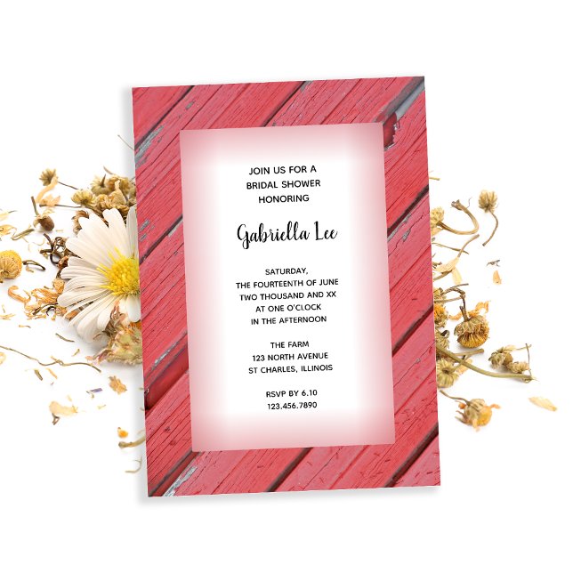 Convites Chá de panela Rustic Red Barn Wood Country Ranking (Criador carregado)