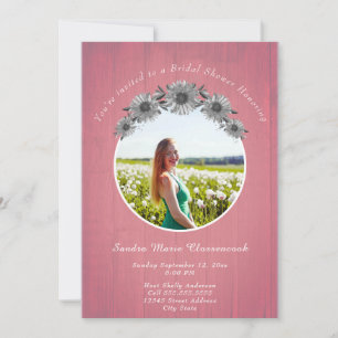 Convites Chá de panela Rustic Sunflower Dusty rosa