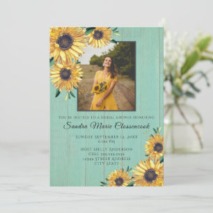 Convites Chá de panela Rustic Sunflower Sage Wood