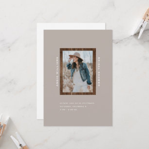 Convites Chá de panela Rustic Sunflower Wood Taupe II