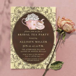 Convites Chá de panela Rustic Vintage Bridal Tea Party