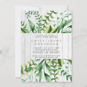 Convites Chá de panela Rustic Wood Greenery Modern