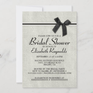 Convites Chá de panela rústico branco preto de serapilhei