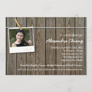 Convites Chá de panela rústico da foto do Clothesline