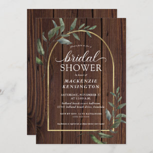 Convites Chá de panela Rústico de Arco Dourado Eucalyptus