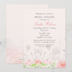 Convites Chá de panela Rústico de Blush de Aquarela